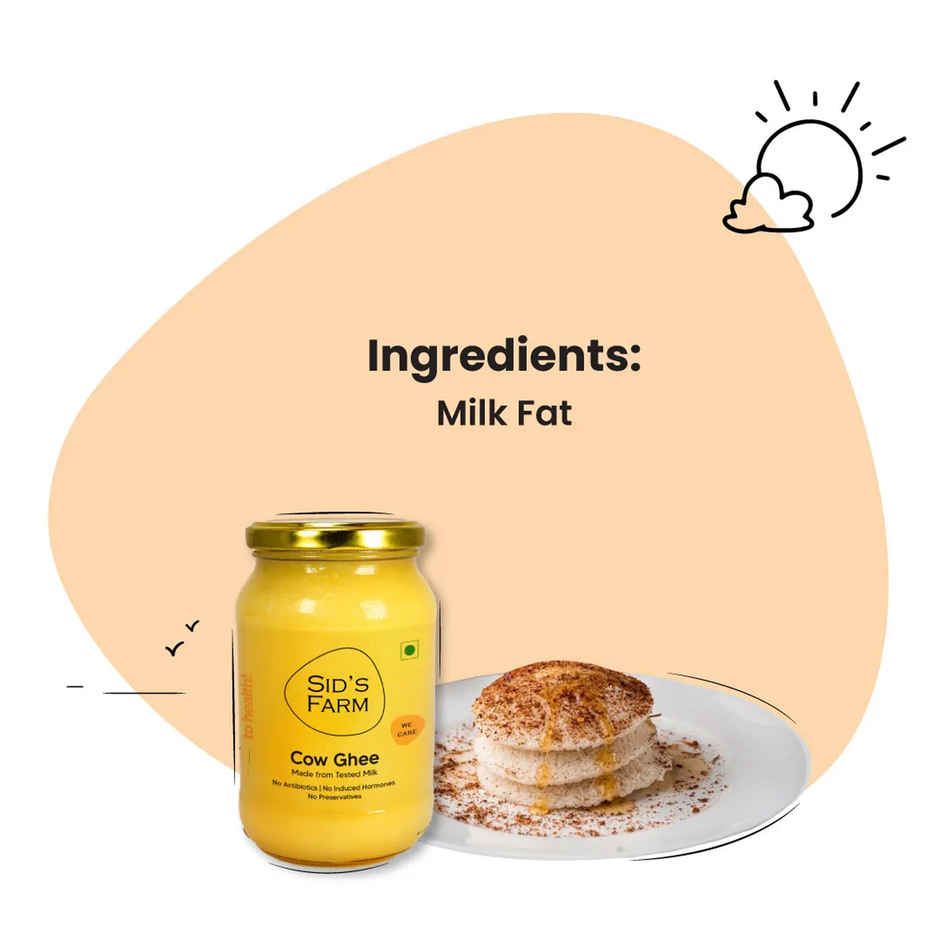Sid'S Farm Cow Ghee (350g) & Safe Harvest Pesticide-Free Sona Masuri Rice | Gluten-Free, Unpolished, Arsenic-Free | 12 Months (5kg) Combo