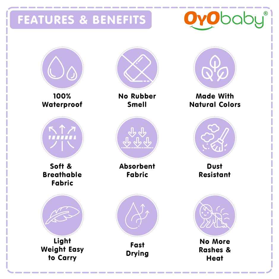 Oyo Baby Waterproof Dry Sheet M 100Cm X 70Cm, Voilet