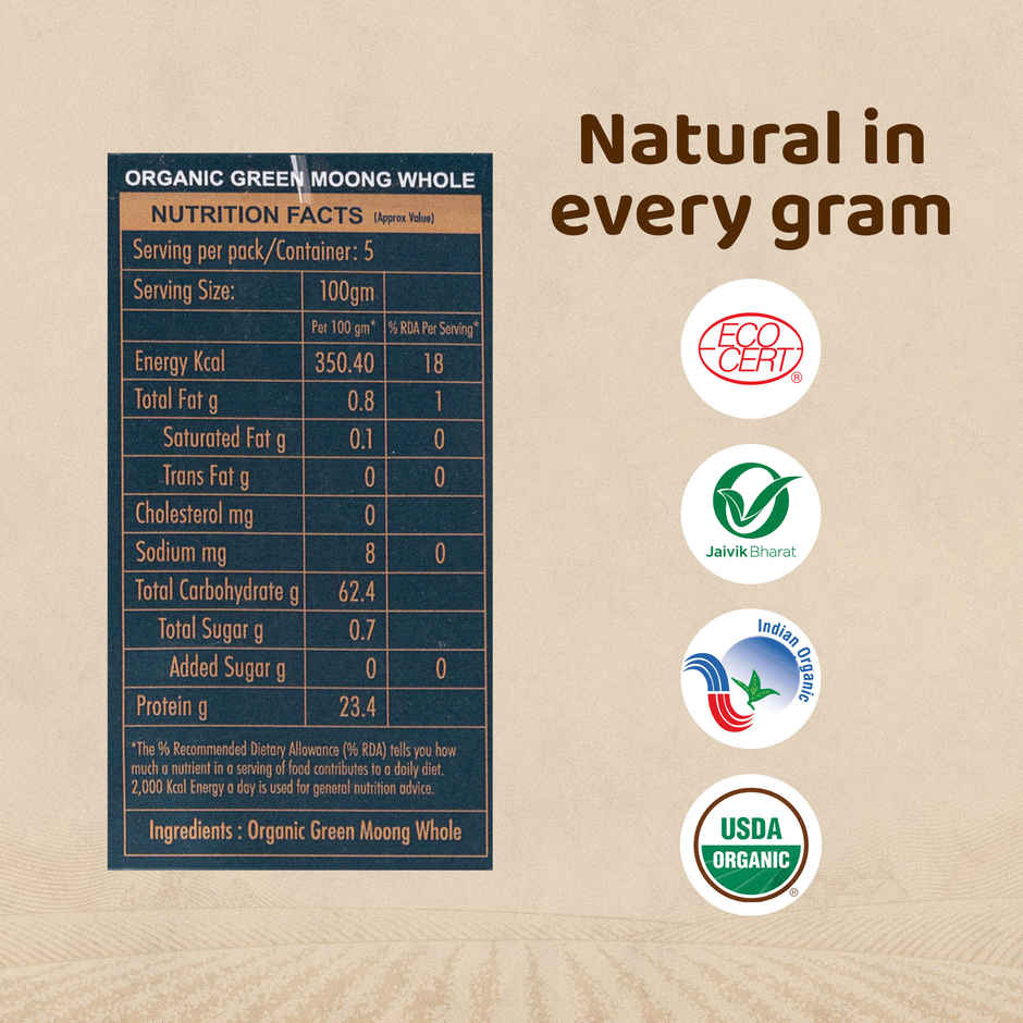 True Story Organic Green Moong Dal Whole