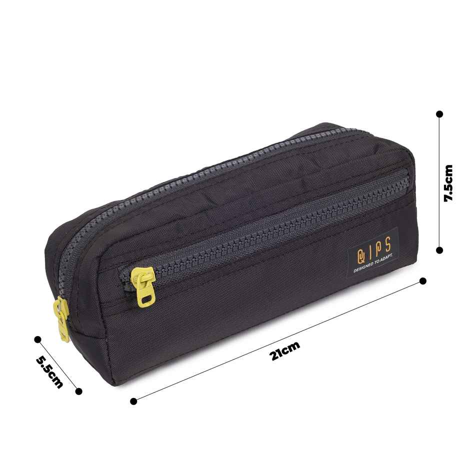 Qips Polyster Zip Closure Solid Pencil Bag | 6029K-Qips