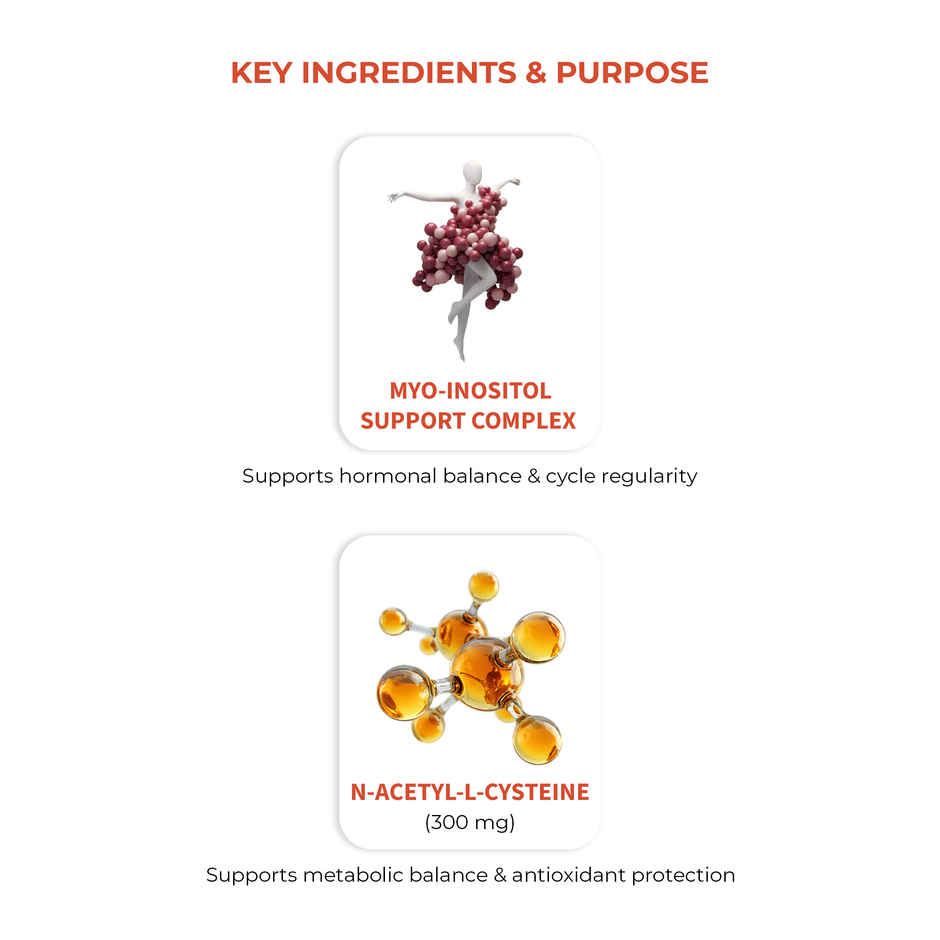 OYB PCOS Support Supplement for Women with Myo-Inositol & NAC for Hormonal Balance | OYB Easy Cycle