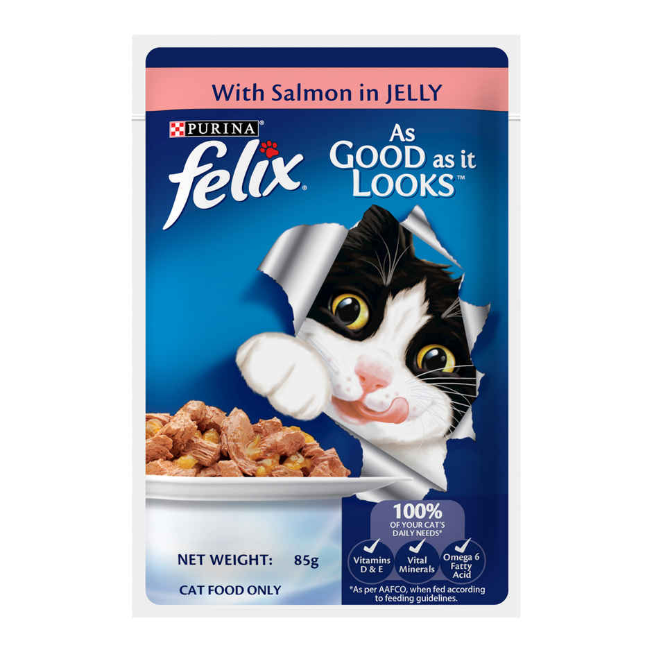 Purina Felix with Salmon in Jelly | Wet Food for Adults | Complete and Balanced Adult Food