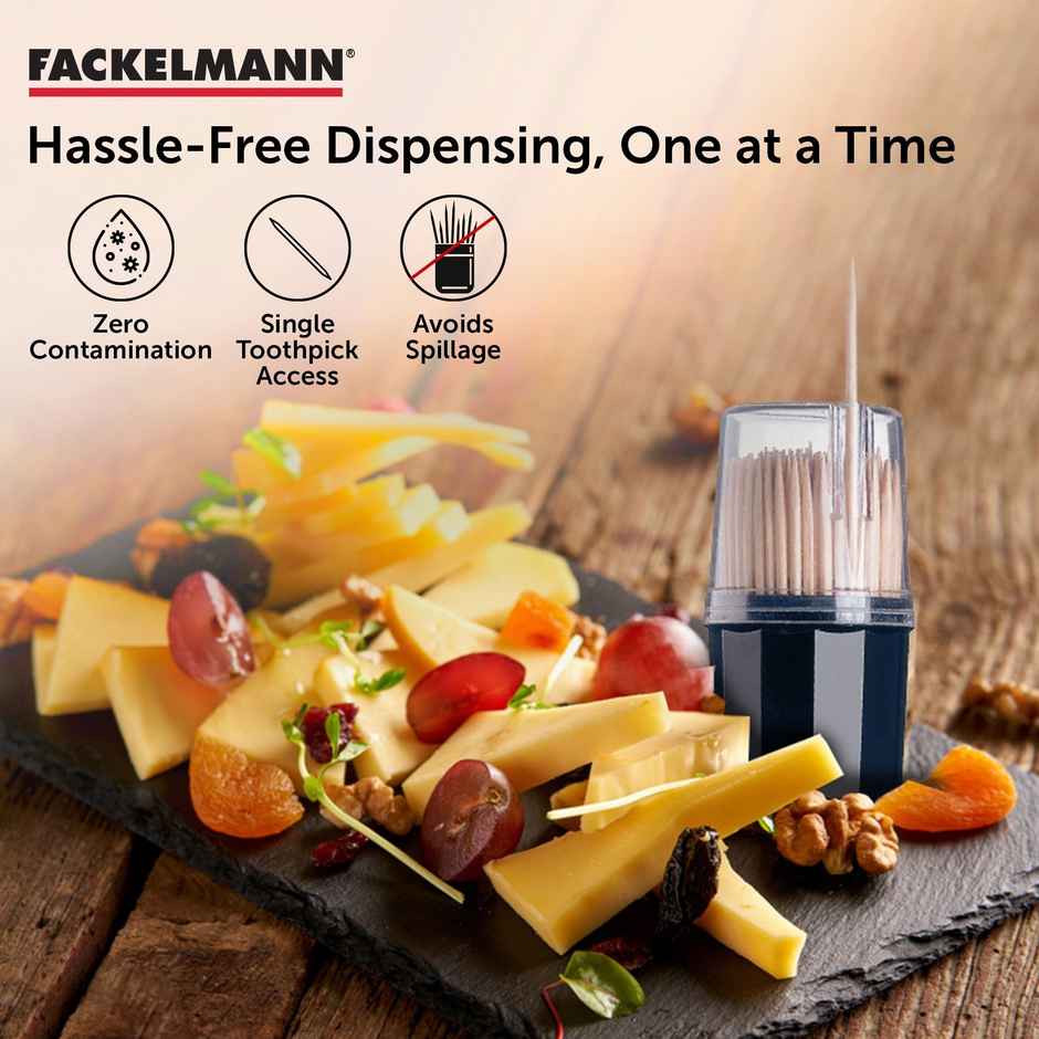 Fackelmann Birch Wooden Toothpicks | 6.5 cm Long | Transparent Cap
