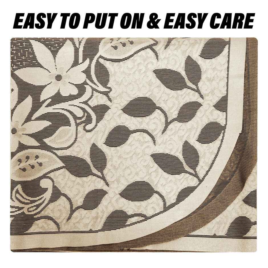 Kuber Industries Cotton Flower | Long Sheet 3 | Seater Sofa Slip Cover for Living Room | Brown