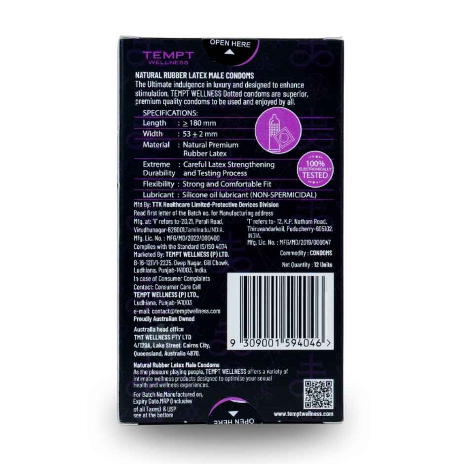 Tempt Dotted Condoms | Raised Dots for Maximum Stimulation | Premium Natural Latex