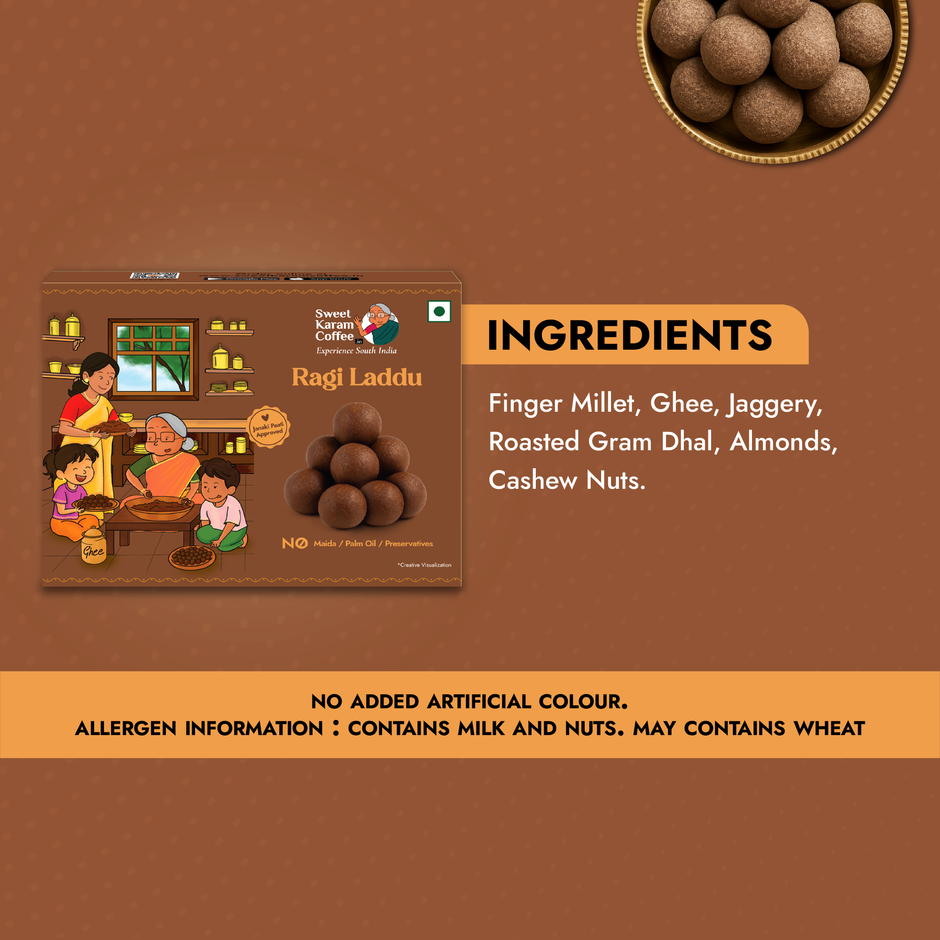 Sweet Karam Coffee Peanut Chikki Bites 150.0 Gram(150gms) & Sweet Karam Coffee Ragi Laddu - Healthy Snacks 150.0 Gram(150gms) Combo