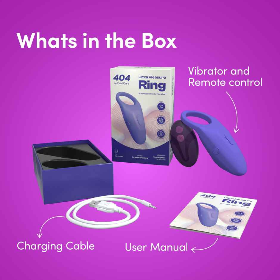 Bold Care Ultra Pleasure Ring Massager For Men & Women - 10 Vibrating Modes - Rechargeable (1pc) & Bold Care Extend Delay Spray With Lidocaine 10% (20g) Combo