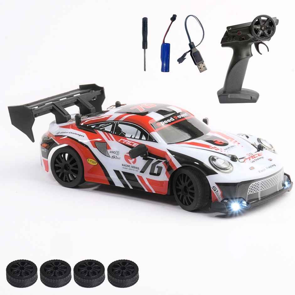 Legend Of Toys Ghost RC Drift Car 20km/h | LED Lights | Long-Range | Flexible Shell | Burnout Red