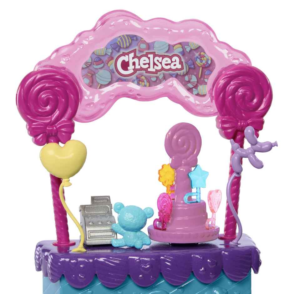 Barbie Chelsea Doll and Lollipop Stand Playset With Accessories |10-Piece Toy Set From Barbie Movie
