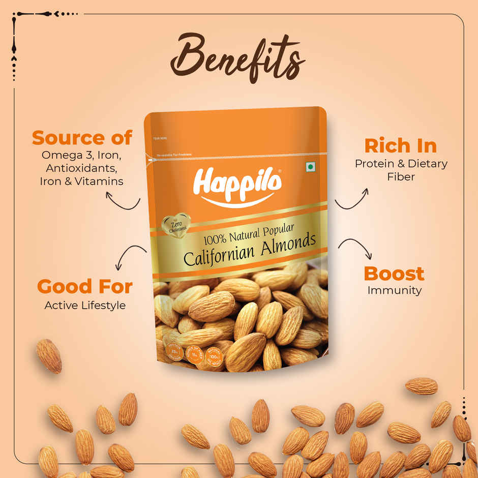 Happilo Popular California Almonds | Badam Giri | Dry Fruits