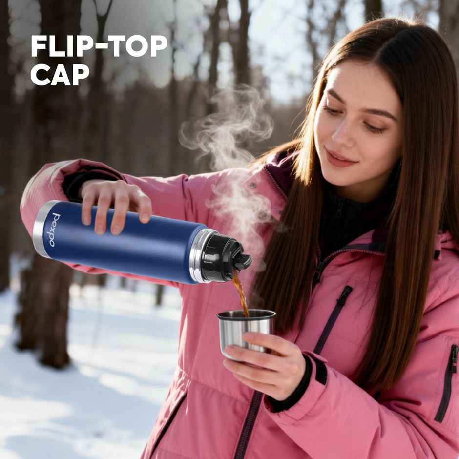 Pexpo Flamingo 1000Ml 24 Hrs Hot And Cold Flask With Jute-Bag Vacuum Insulated Flaslk