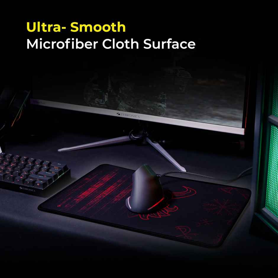 ZEB Firestorm Gaming Mousepad for Mouse sensors Micro-Textured Fabric Surface, Anti Slip Rubber Base