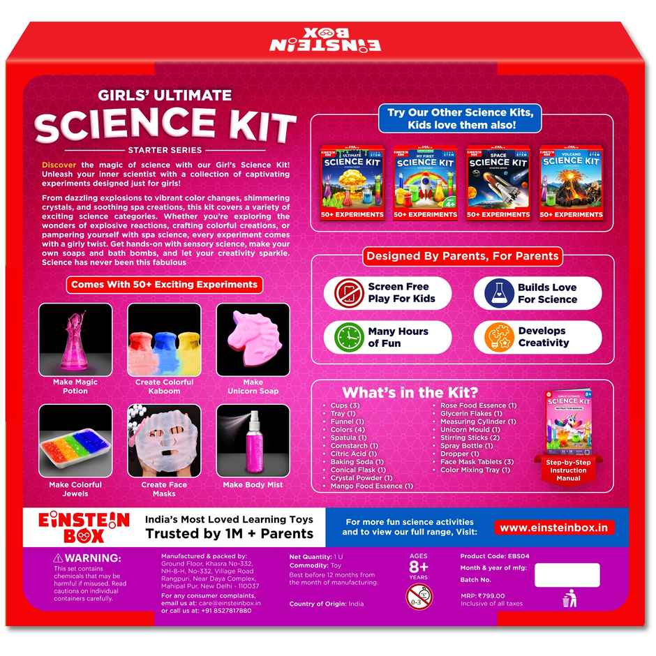 Einstein Box Ultimate Girl's Science Starter Kit For Girls 6-14 Years Old