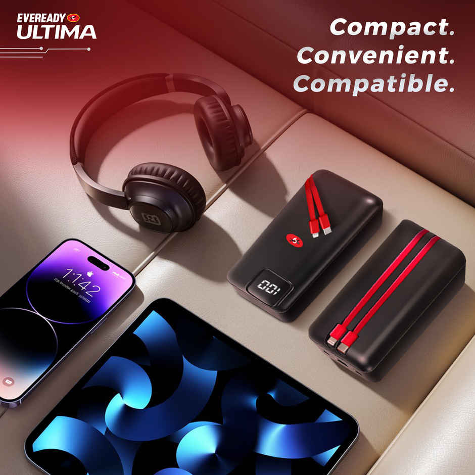 Eveready Ultima 20000 mAh Regular | Power Bank With Built - in - Cable and Digital Display - PB11