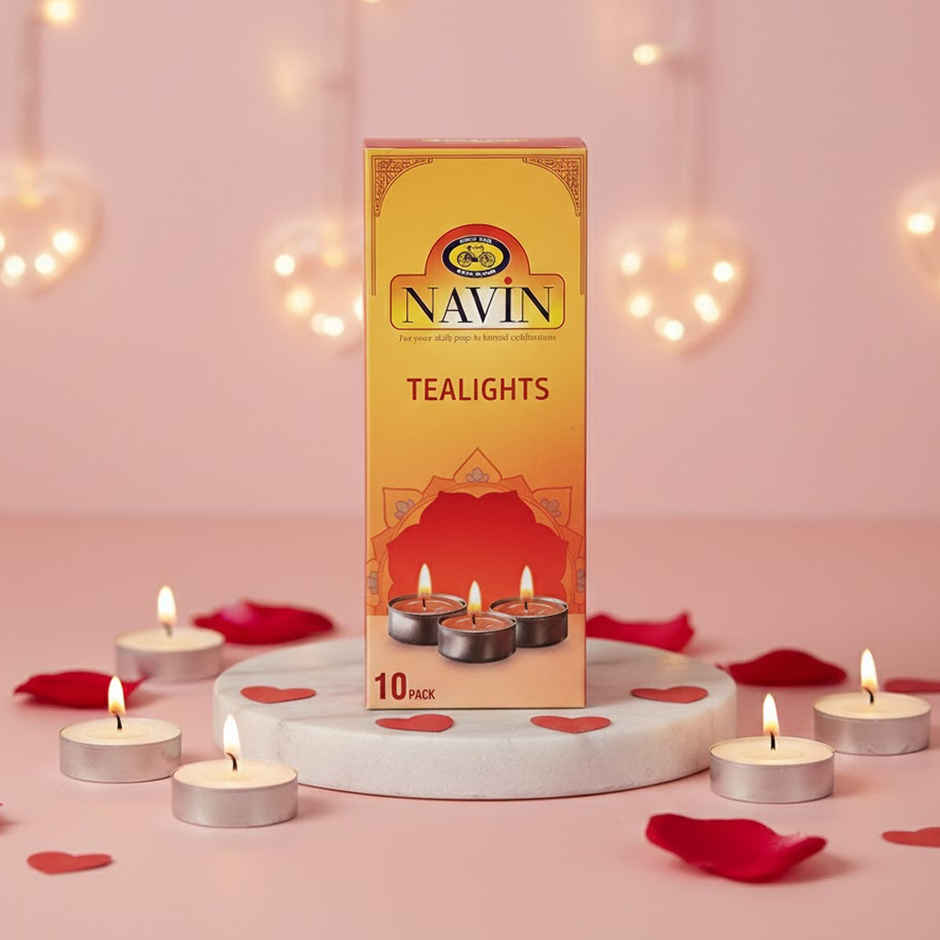 Navin Tealight Candles | Pack Of 10 | 8 g Each | Cycle