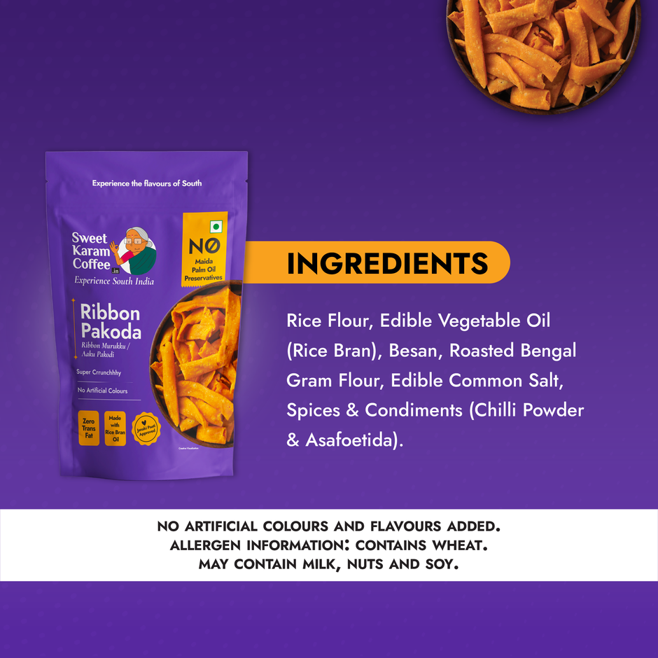 Sweet Karam Coffee Ribbon Pakoda Namkeen Snacks - No Palm Oil, No Preservatives