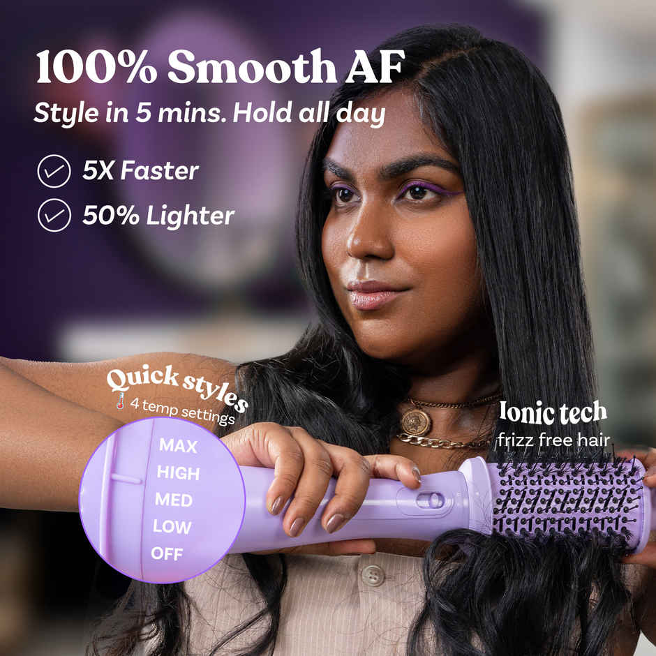 BSC Bombae Hairess Ionic 3-In-1 Hot Air Brush Hair Dryer | Volumizer & Straightener