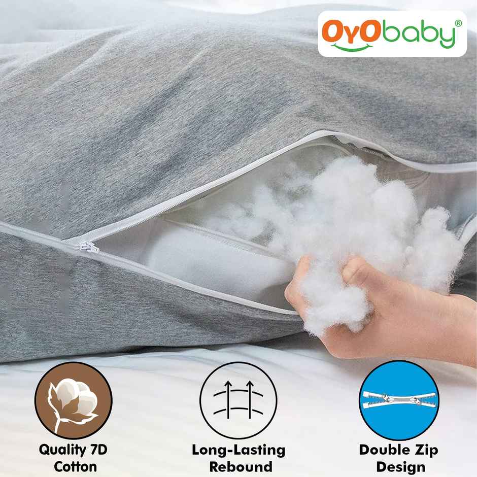 Oyo Baby Pregnancy Pillows, U Shaped Back Pain Relief & Belly Support Grey