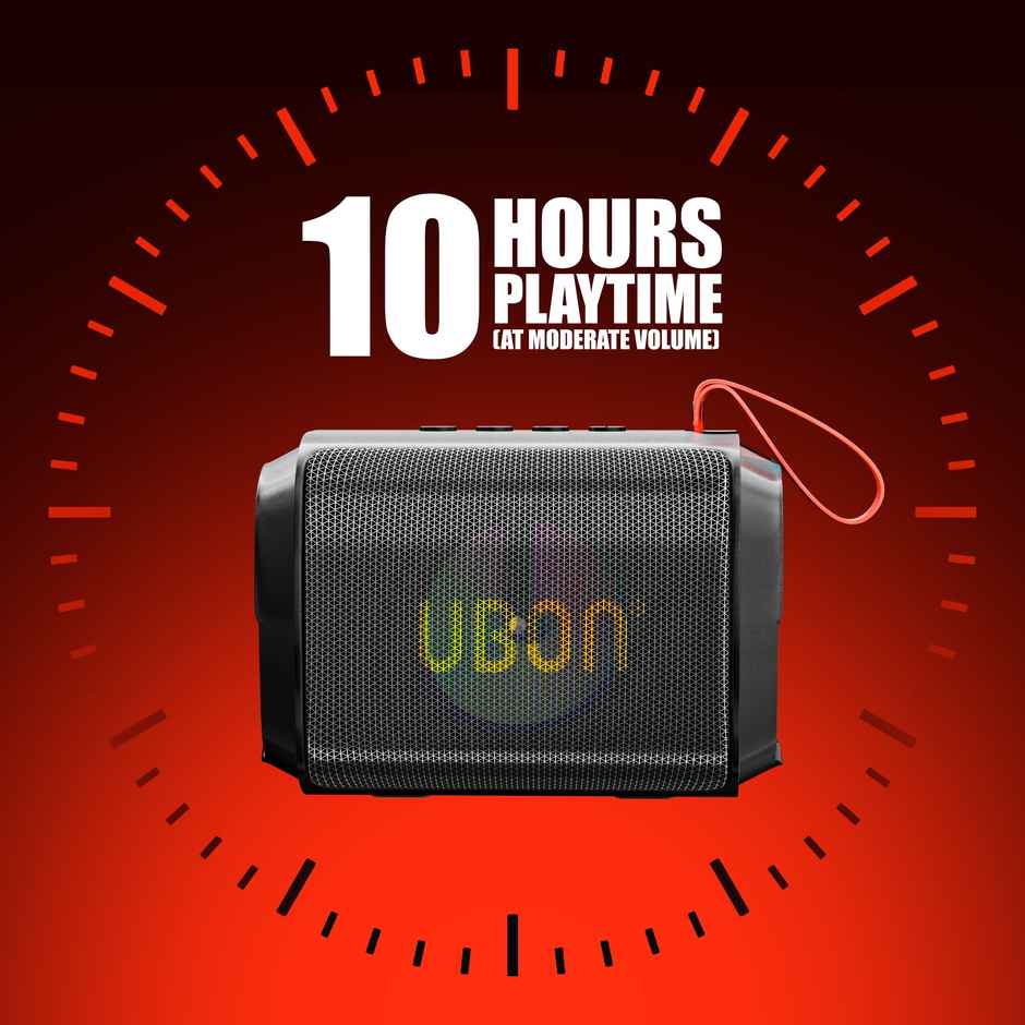 UBON 10W SP-46 BT Speaker, 1200 mAh Battery , Upto 10 Hrs Playtime, RGB lights, BT V5.3 (Black)