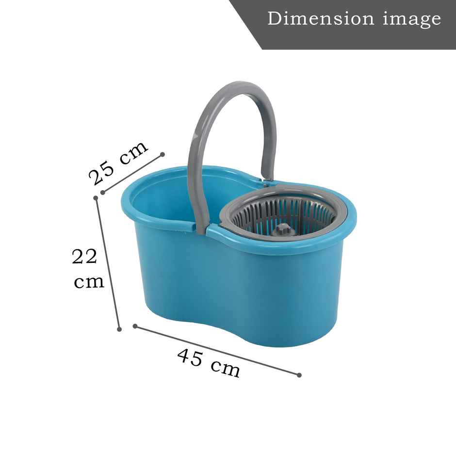 Kuber Industries Plastic Spin Mop Bucket | Floor Cleaner Mopping Set for Home & Office | Blue