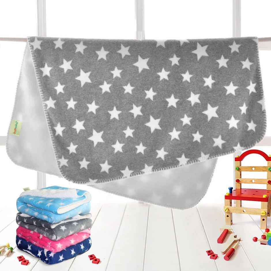 Oyo Baby Blanket Wrapper Blanket For Babies 100 X 75 Cm Star Blue + Gray 0-24 Months