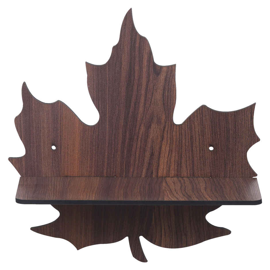 eCraftIndia Brown Leaf Shape Designer Wooden Wall Shelf