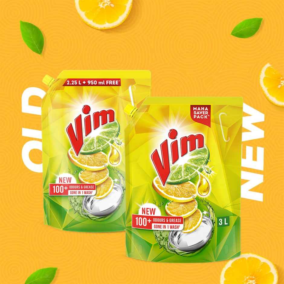 Vim Dishwash Liquid | Removes 100+ Odours & Grease In 1 Wash (3.2l) & Vim French Lavender With Sage Floor Cleaner (500ml) Combo