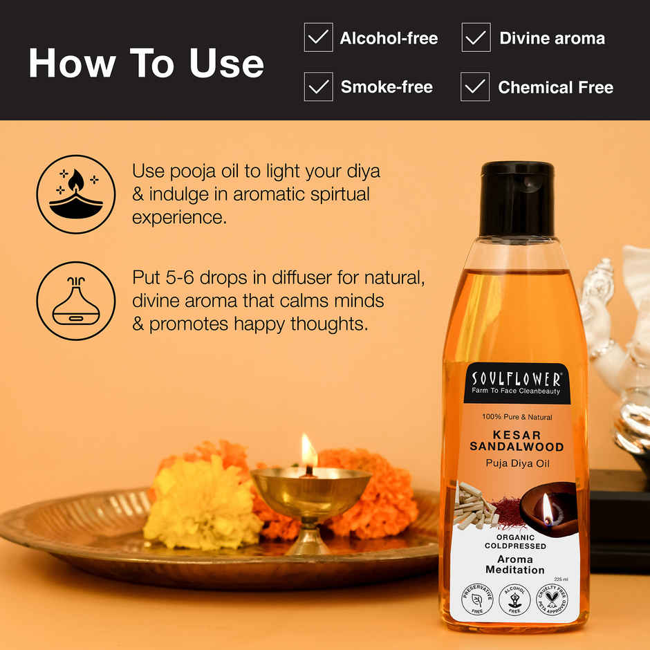 Soulflower Kesar Sandalwood Pooja Diya Oil