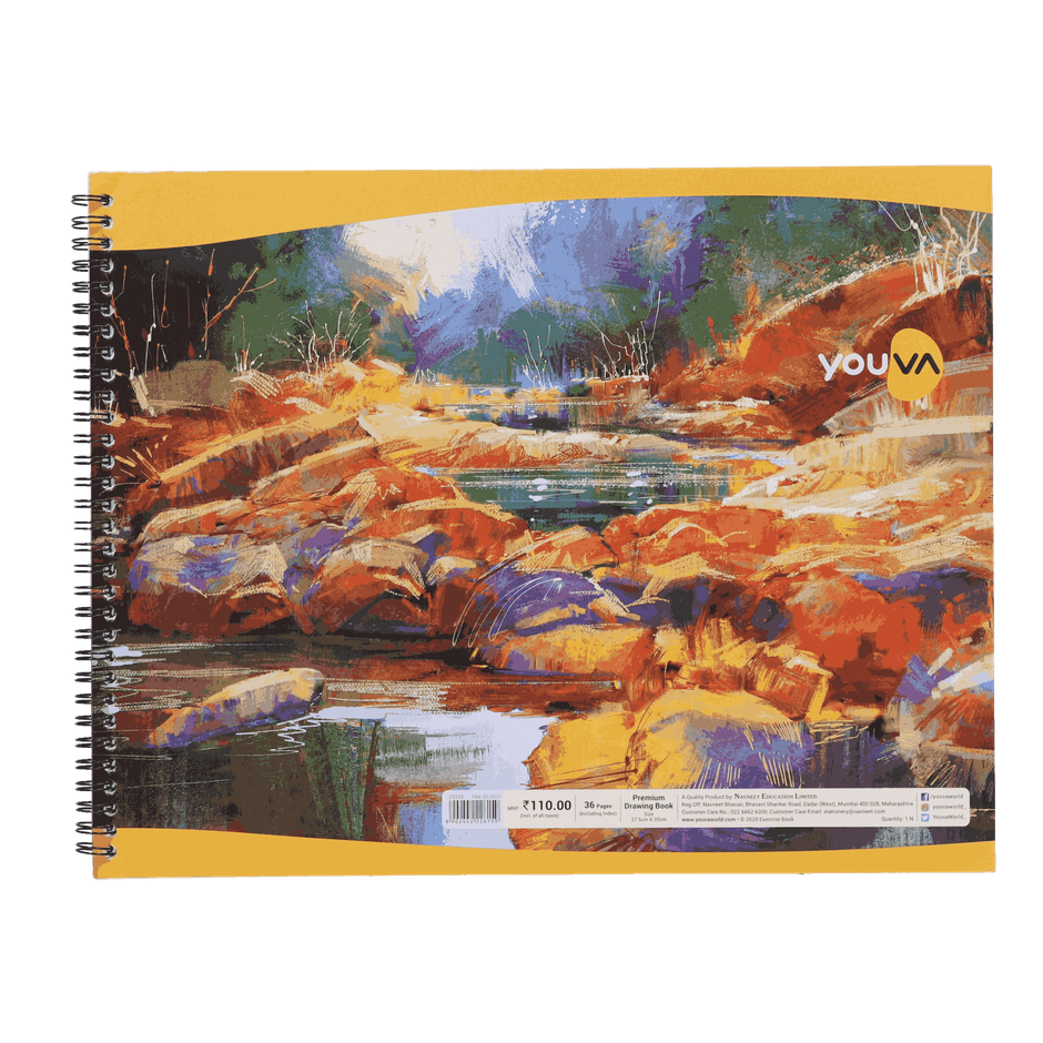 Navneet Youva Premium Plain Drawing Book 36 Pages Wiro Bound 27.5 cm x 35 cm (Colour May Vary)