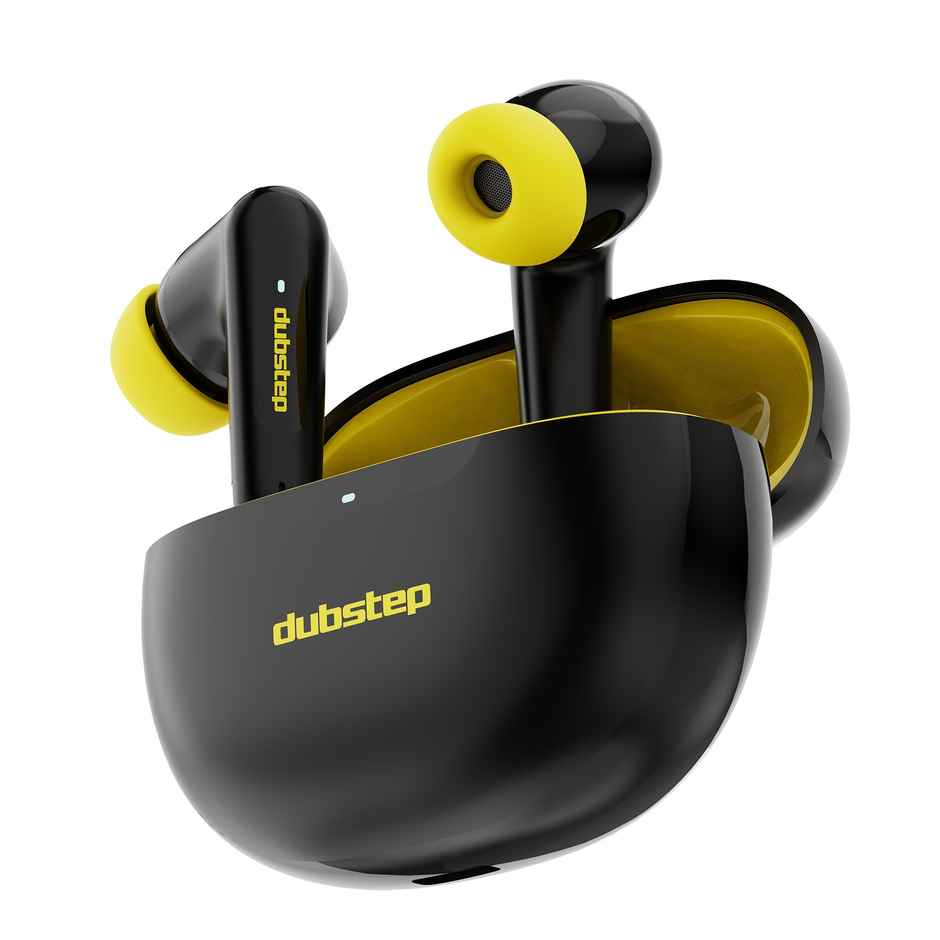 Dubstep Buzz X5 in-Ear TWS Earbuds with Upto 50 hrs Playtime, 13mm Dynamic Drivers, X-Bass Technology, ENC, Bluetooth V5.3 Earphones, Type-C Fast Charging - Black & Yellow