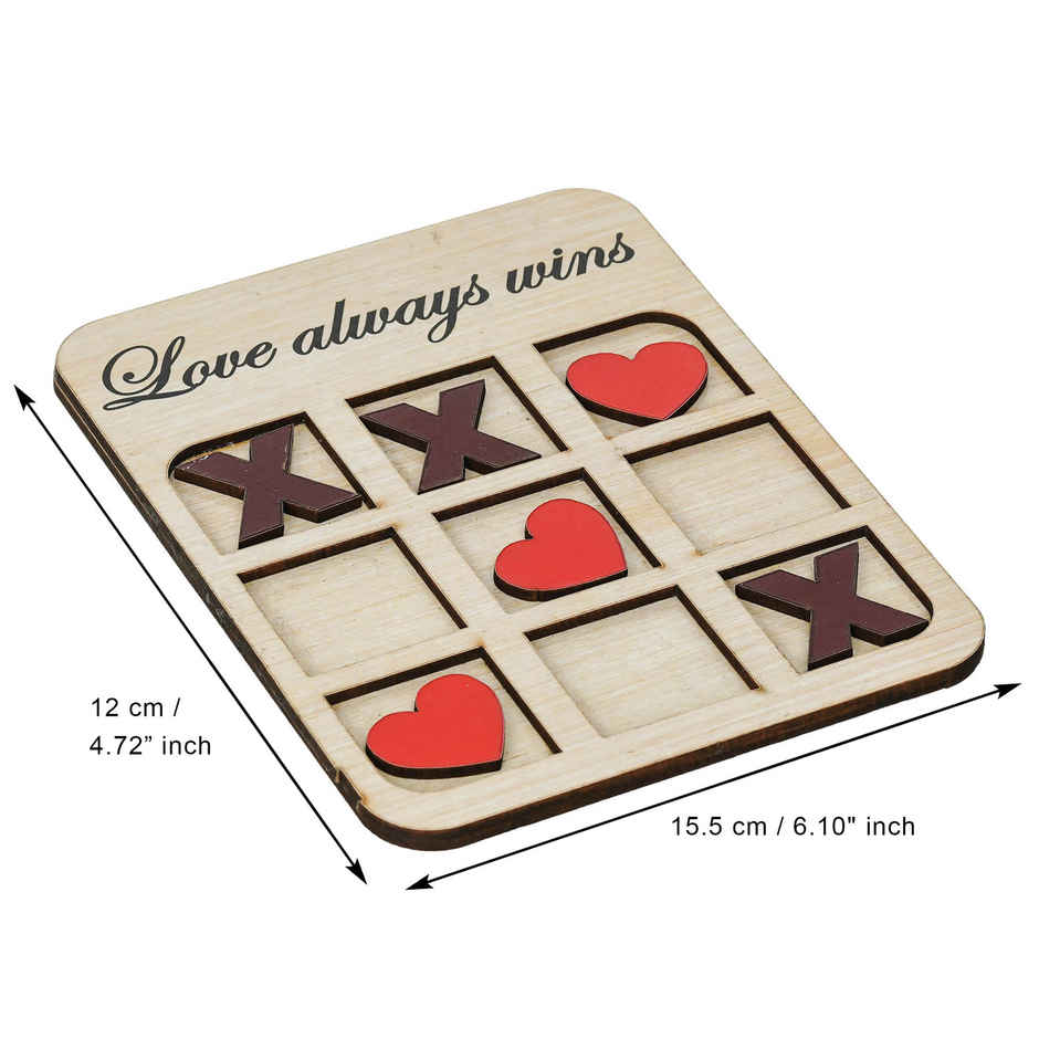 Wooden Love Always Wins Tic Heart Toe Game Board | Valentine Gift | EcraftIndia