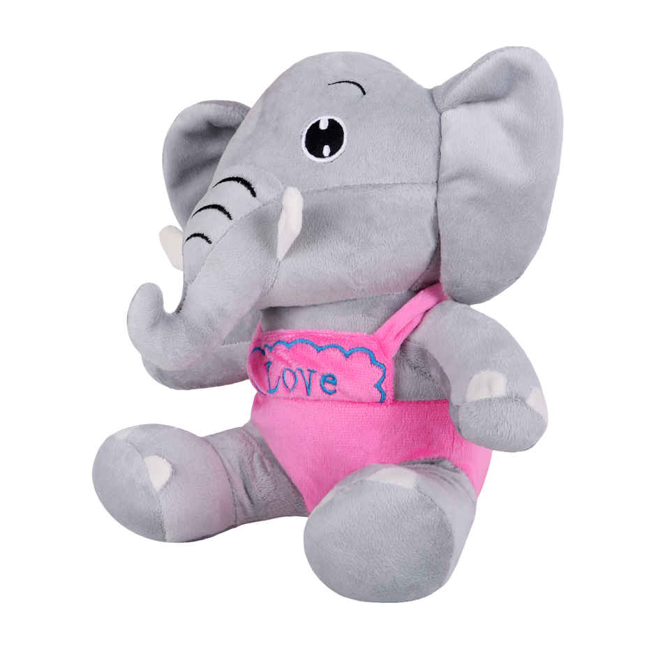 DearJoy Elephant In Dress Soft Toy - Pink & Grey
