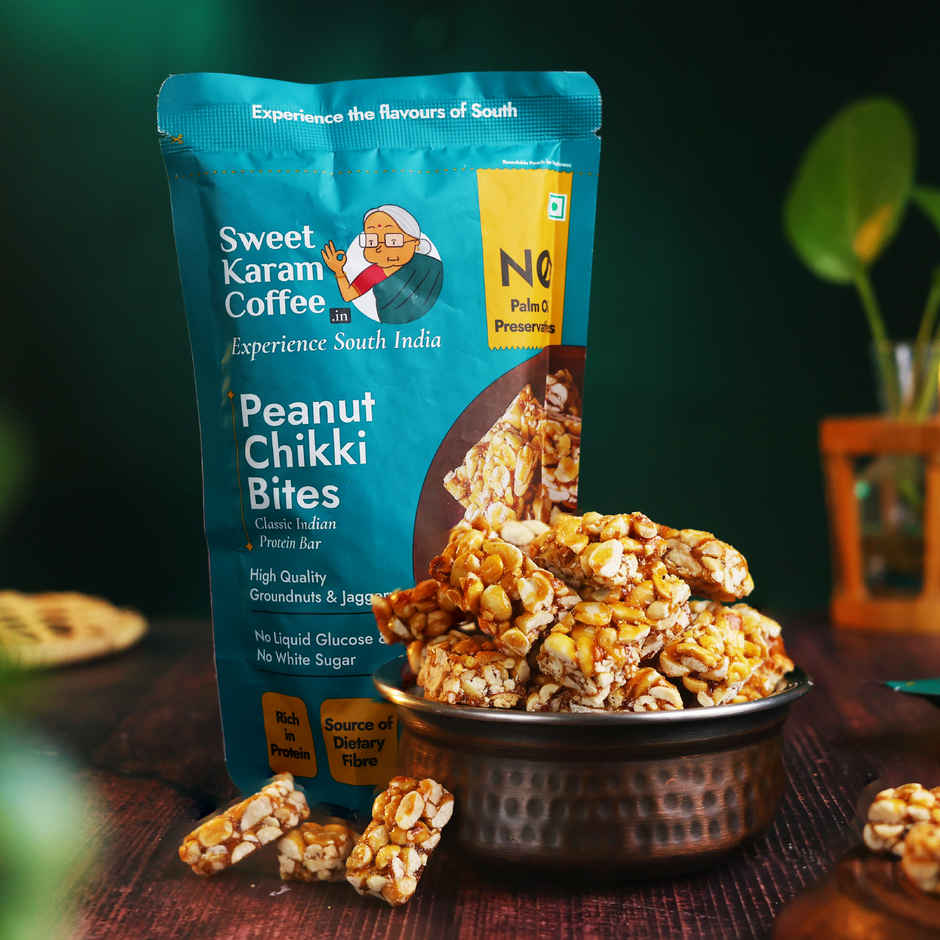 Sweet Karam Coffee Peanut Chikki Bites - No White Sugar, No Liquid Glucose