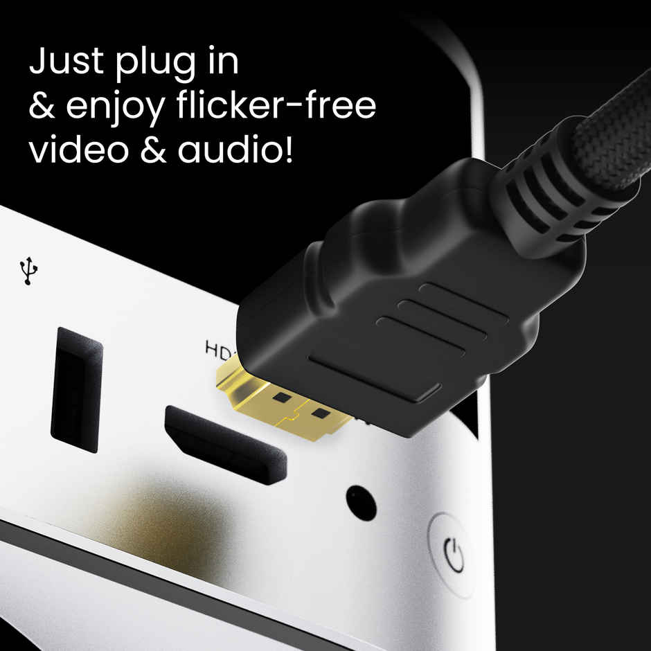 Ambrane (AHDMS-30) 3M High Speed HDMI Cable Supports 3D, 4K, ARC & CEC Extension, Gold Plated Connectors, Compatible with HDMI-Enabled TV, Set Top Box, Blu-ray, Gaming Consoles - Black