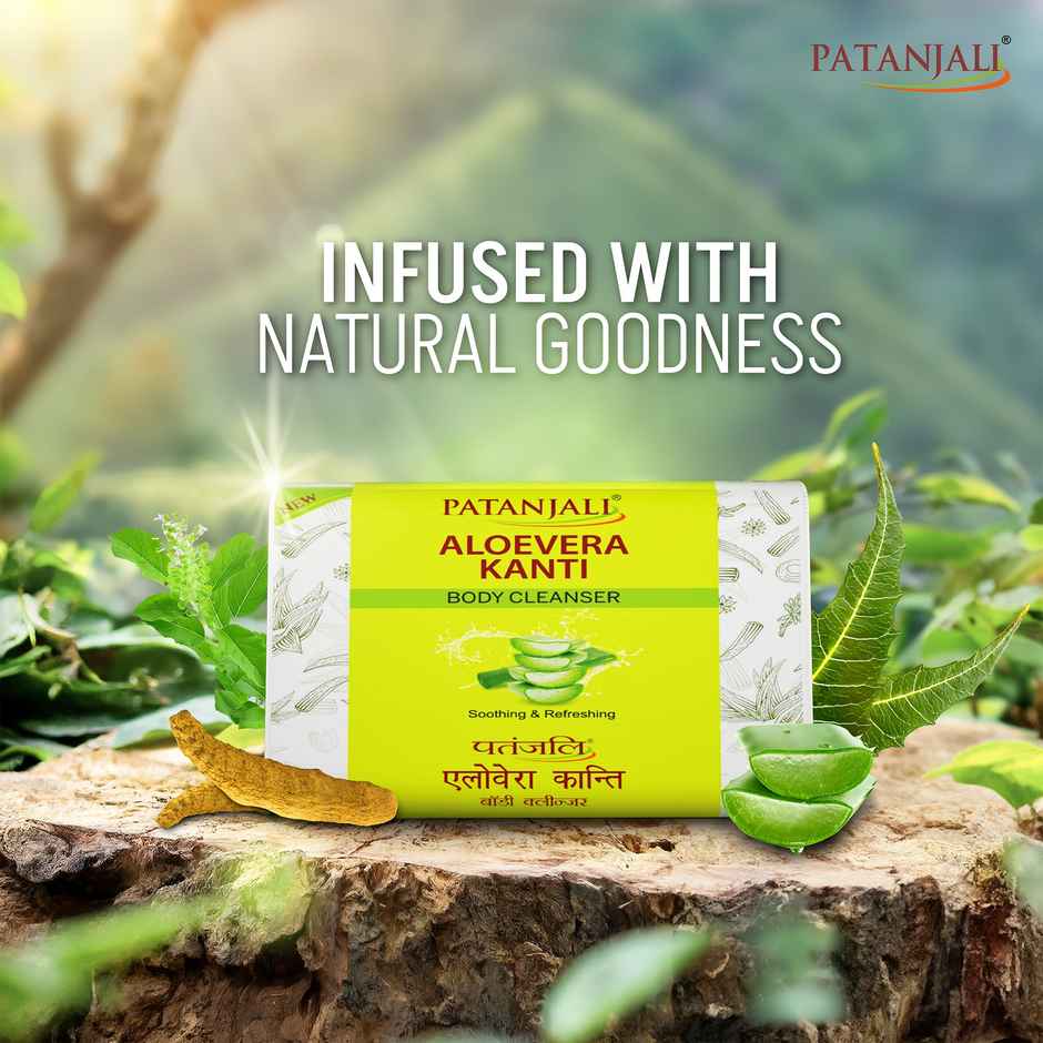 Patanjali Aloevera Kanti Body Cleanser Refreshing Bath Soap Aloe Bathing Bar