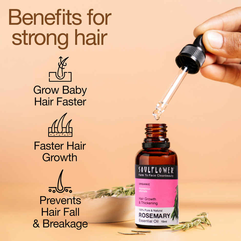 Soulflower Coldpressed Castor Oil For Hair & Skin(225ml) & Soulflower Rosemary Essential Oil(15ml) Combo