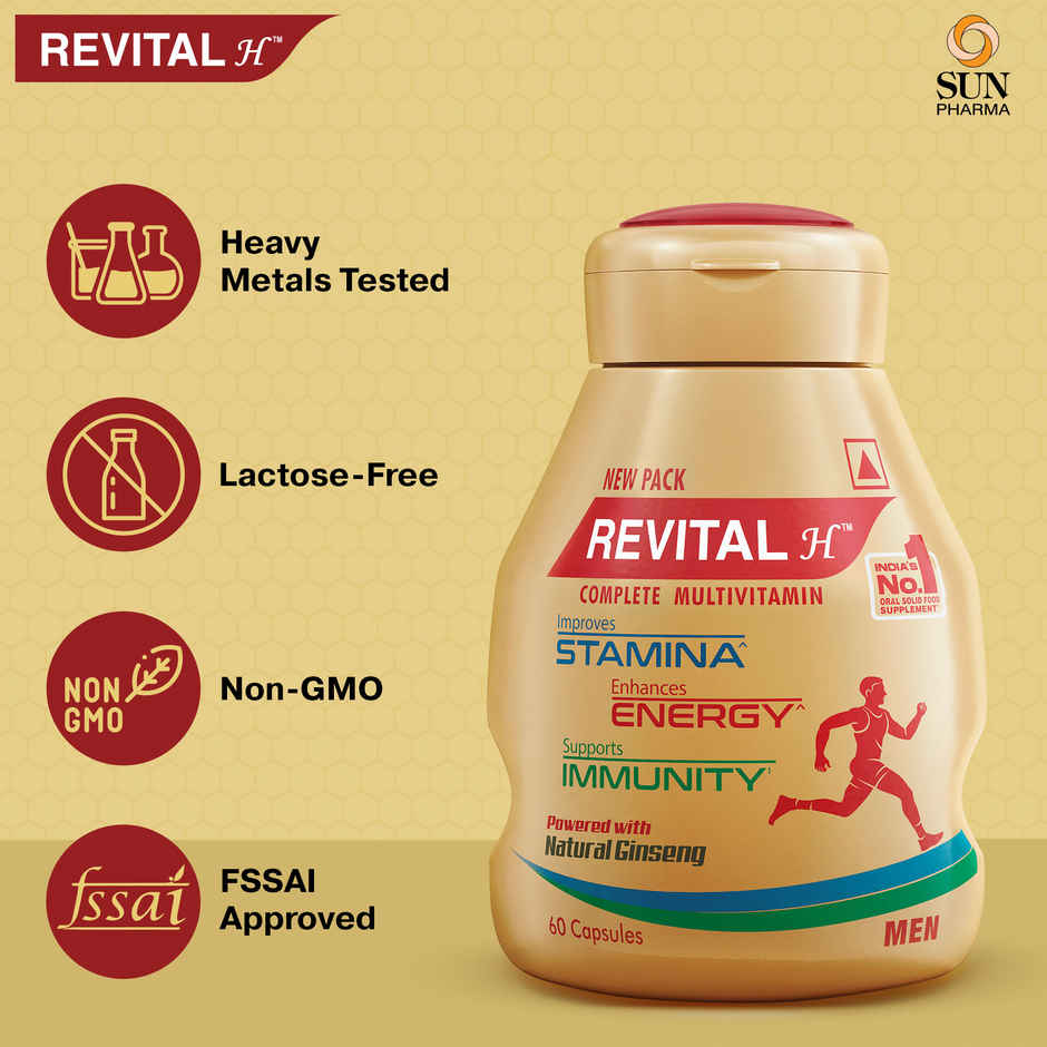 Revital Men Multivitamin with Calcium & Ginseng for Immunity, Strong Bones & Energy (30 Capsules)