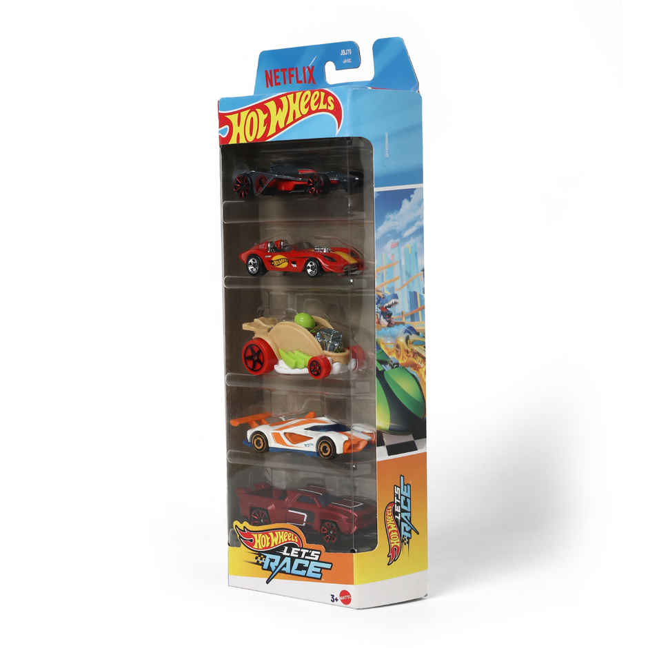 Hot Wheels 5-Car Pack of 1:64 Scale Vehicles LETS-RACE