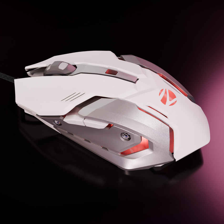 Zebronics Transformer-M Gaming Wired Mouse, 6 Buttons, Multicolor Led Lights,High-Resolution Sensor with max 3600 DPI, and DPI Switch - White