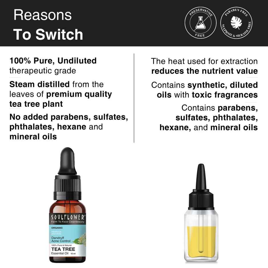 Soulflower Tea Tree Essential Oil For Dandruff Control