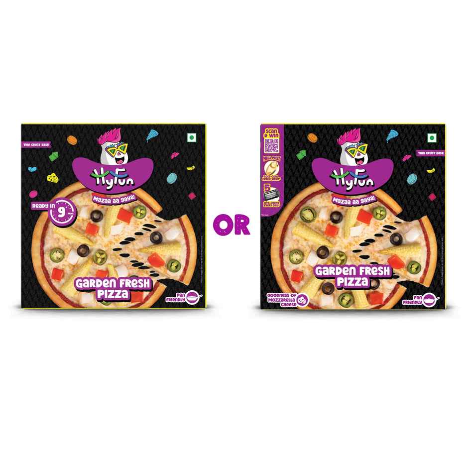 HyFun Garden Fresh Pizza | Thin Crust Base, Cheesy Snack | Frozen