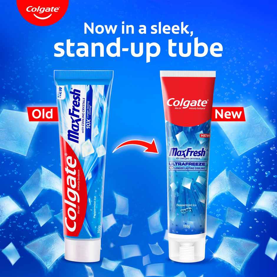 Colgate MaxFresh Toothpaste, Blue Gel Paste with Menthol for Super Fresh Breath (Peppermint Ice)