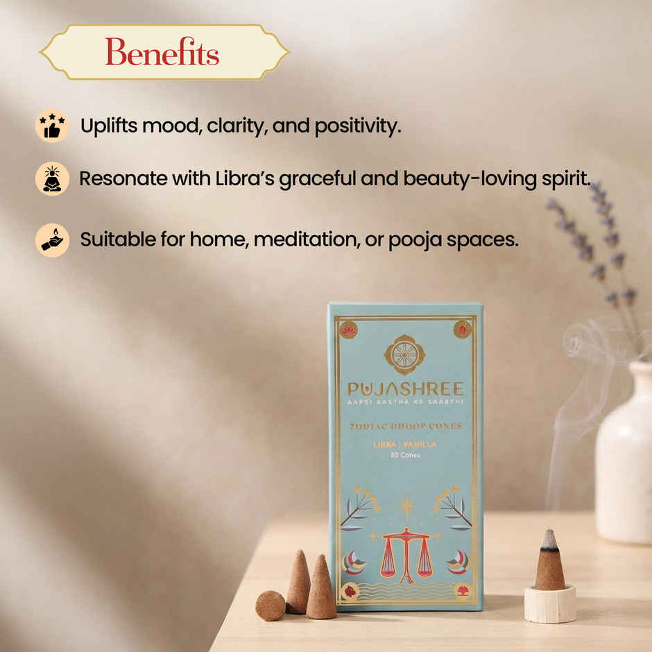 Pujashree Zodiac Dhoop Cones | Libra - Vanilla