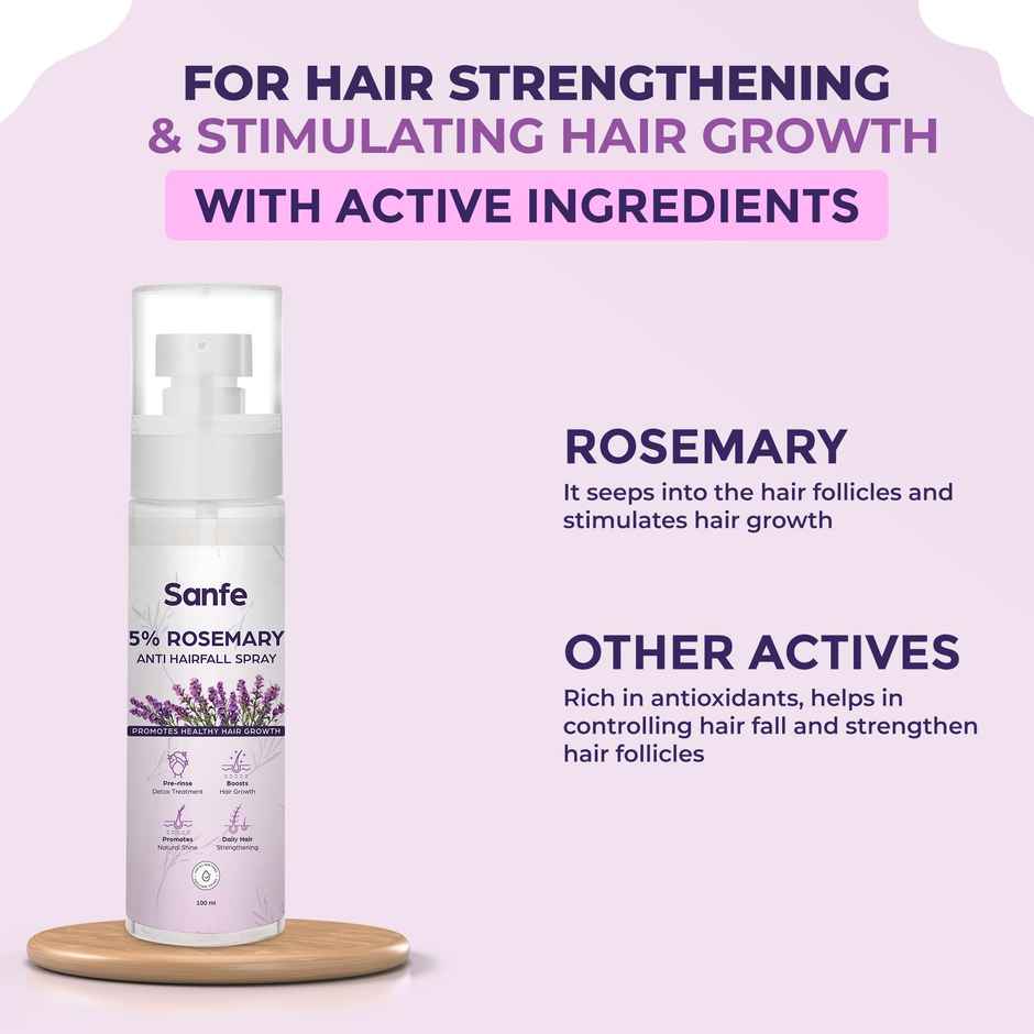 Sanfe 5% Rosemary Anti Hairfall Spray For Hair Growth, Natural Shine, Reduce Hairfall