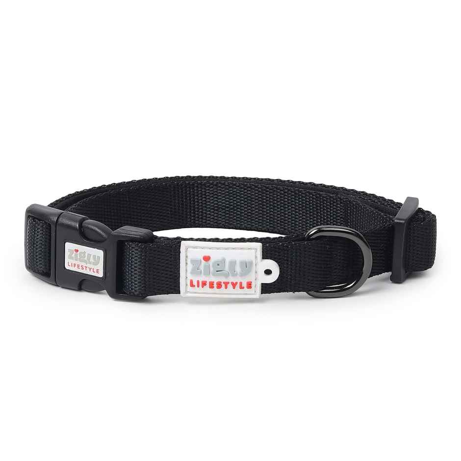 Zigly Padded Dog Collar | Suitable for Adult Dogs & Large Breeds | Black - L