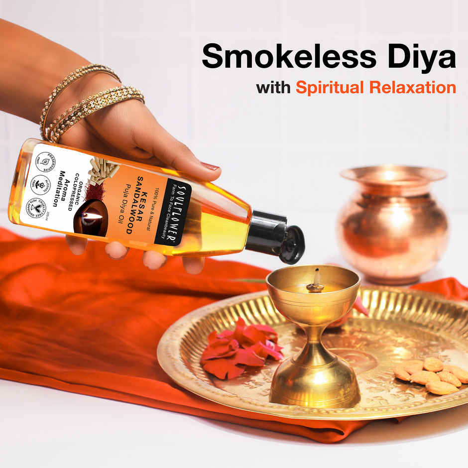 Soulflower Kesar Sandalwood Pooja Diya Oil