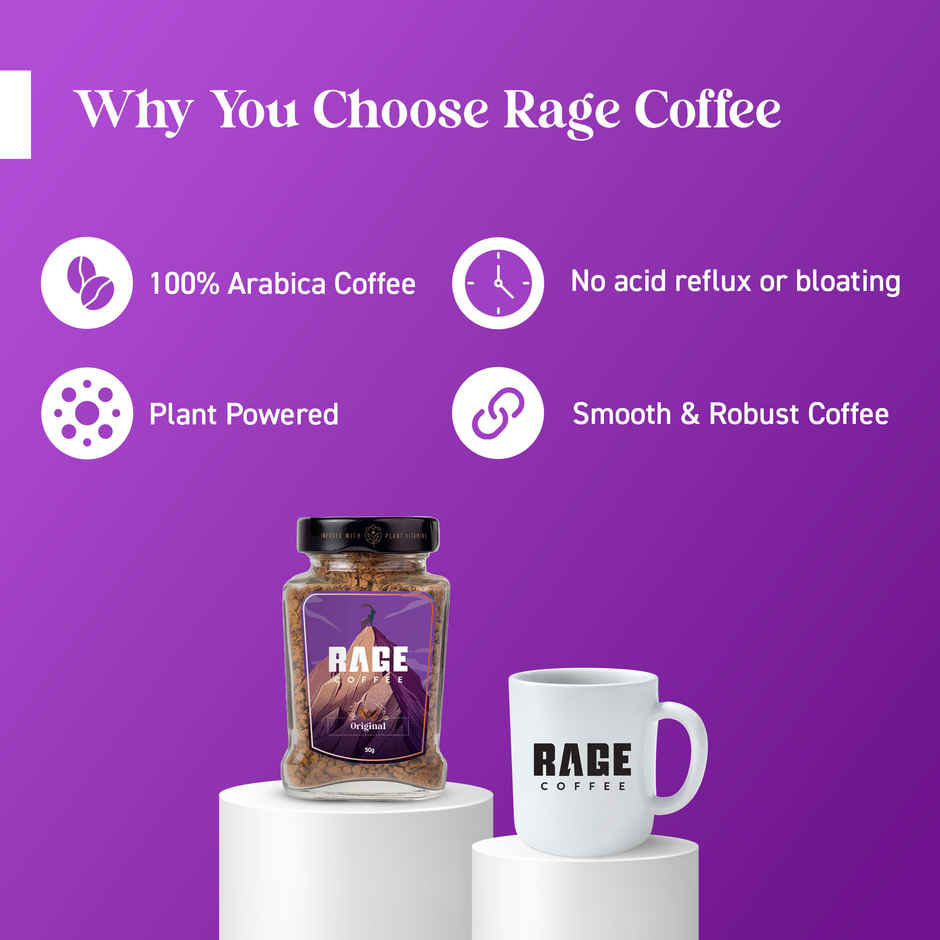 Rage Coffee Original Blend - Premium Arabica Classic Medium Roast Organic Instant Coffee