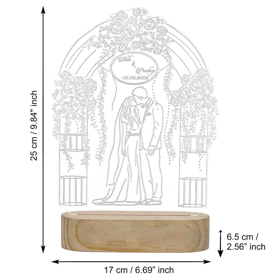 Golden Pattern Night Table Lamp Wooden Base Decor Light | eCraftIndia