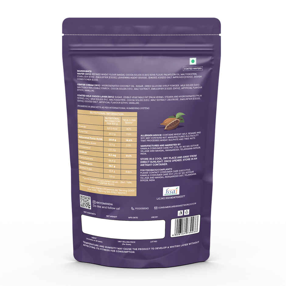 KYOMI Velvetine Milk Choco Coated Crunchy Wafers