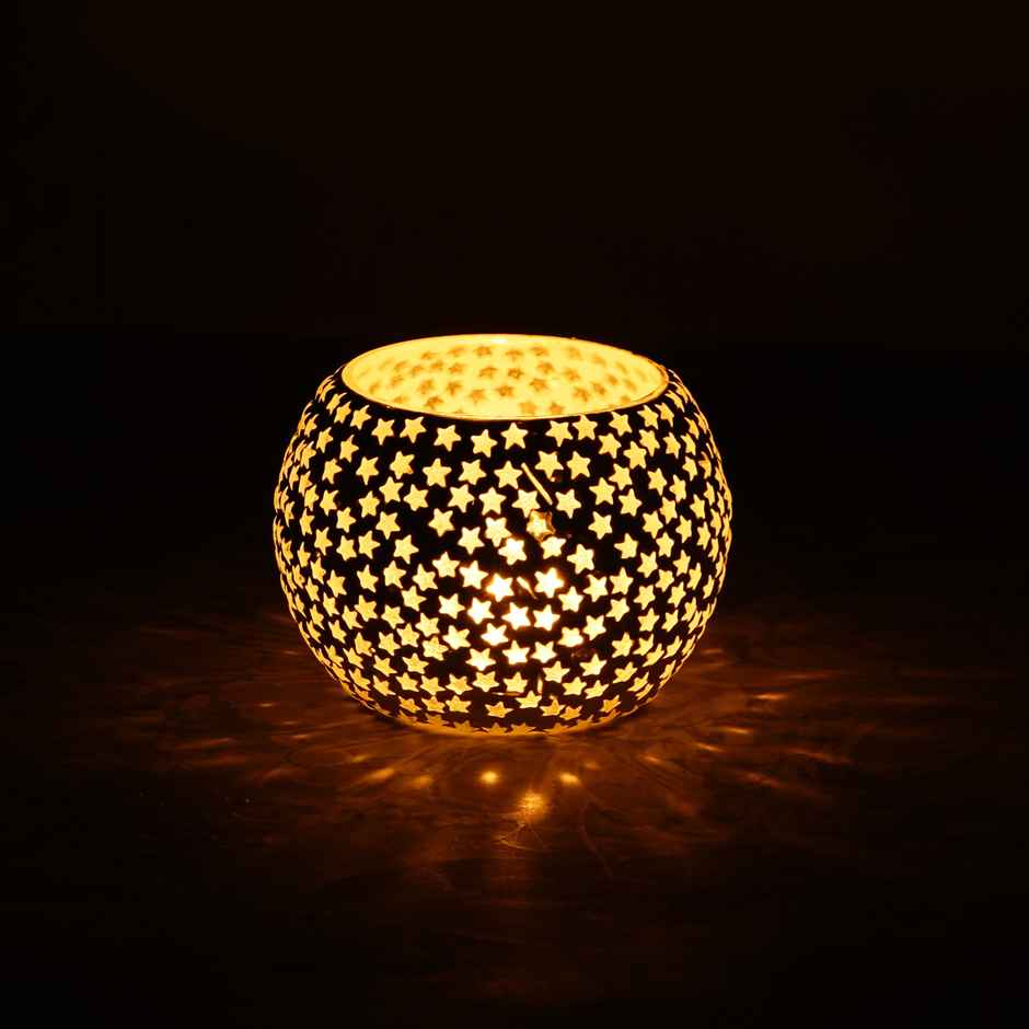 eCraftIndia Mosaic Glass Decorative Tea Light Holder/Diya